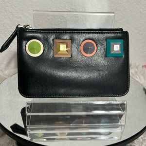 Fendi Black Leather Studded Key Cles